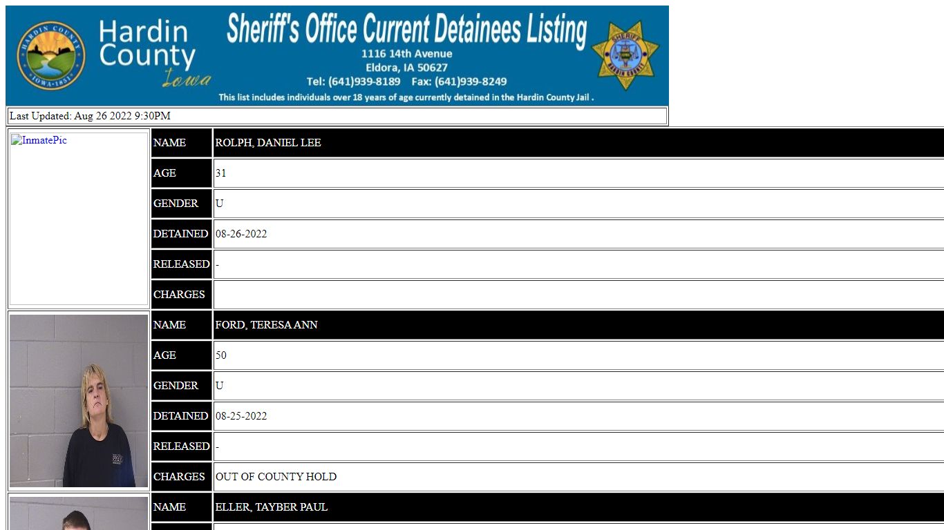 Hardin County Current Detainees